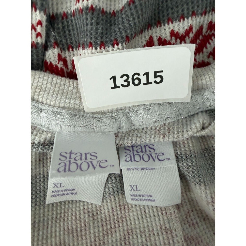 Stars Above Pajama Set Womens XL Gray Red 2 Piece Thermal Snowflakes Long Johns - Picture 15 of 16